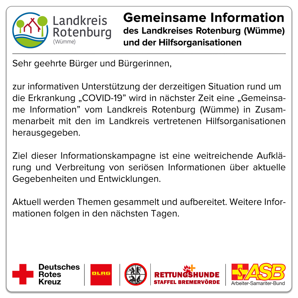 Gemeinsame Information zum Coronavirus